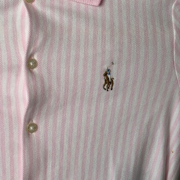 POLO Ralph Lauren Kid's Pink Belted Button Down Short Sleeve Shirt Dress Medium - Picture 7 of 9